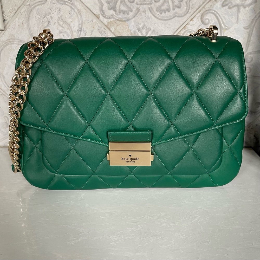 Kate Spade ♠️ Carey Medium Flap Quilted Leather Shoulder Bag in Jade